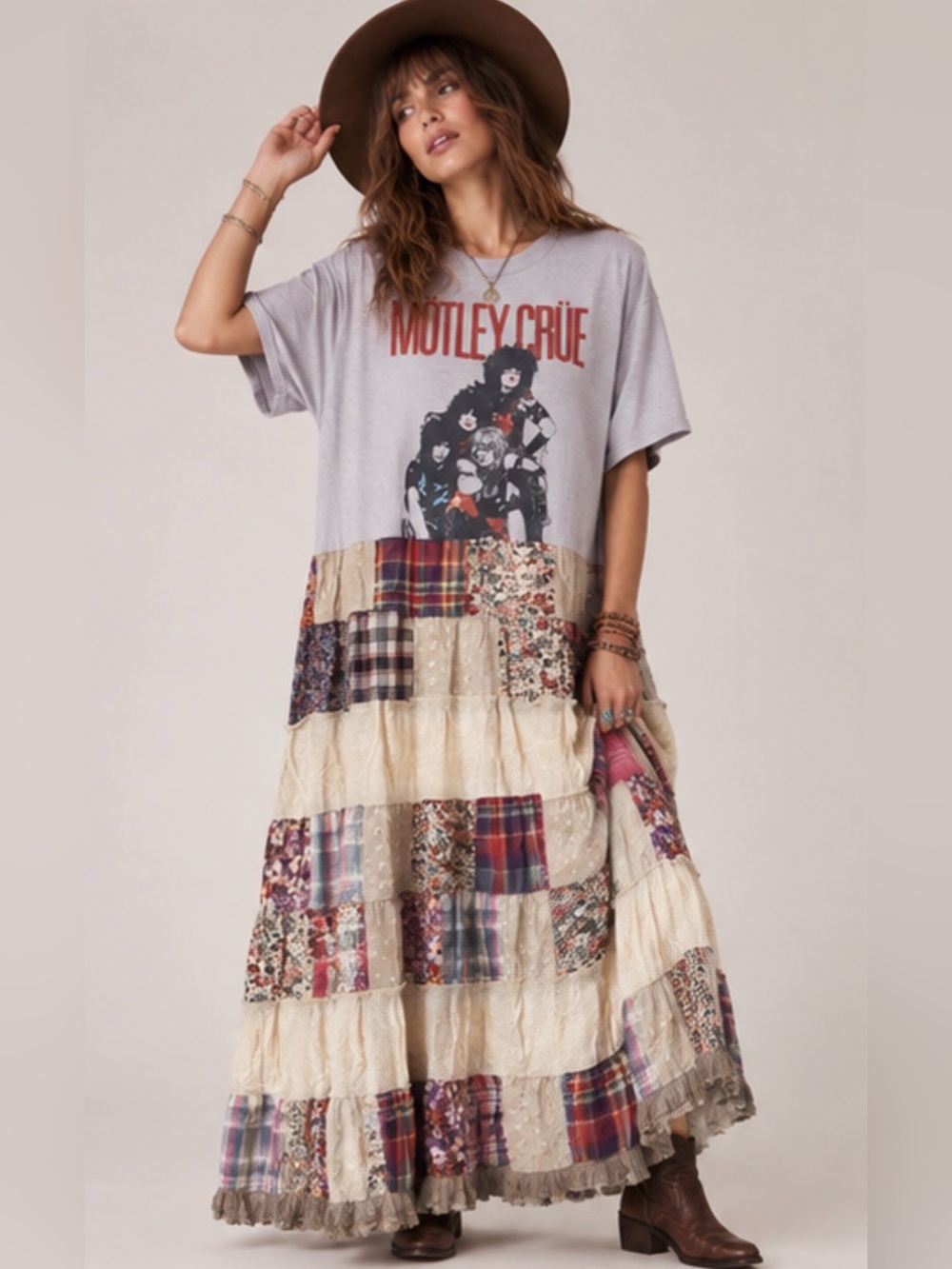 Motley Crue Graphic Maxi T-Shirt Dress w/Pockets